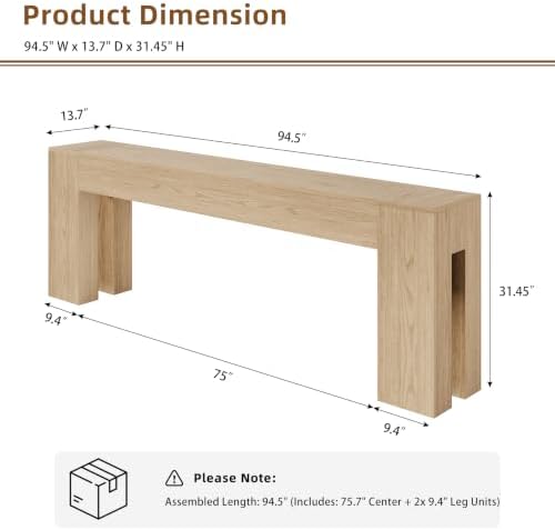 Epecoya 94.5 Inch Extra Long Console Table, Light Oak