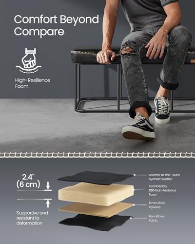 VASAGLE Storage Ottoman Bench for Entryway, PU Leather, Loads 660 lb
