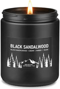 Auelife Black Sandalwood Scented Candle for Men, 7oz Soy Wax 50-Hour Burn