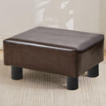 Small Foot Stool Ottoman, Faux Leather Footstool Ottoman Foot Rest for Couch, Rectangle Footstools and Ottomans Small for Living Room, Entryway and Bedroom (Brown)