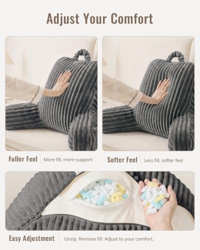 Blissful Diary Reading Pillow for Bed, Backrest Pillow, Slate Gray