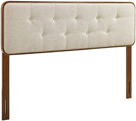 Modway MOD-6235-WAL-BEI Collins Tufted King Fabric and Wood Headboard, Walnut Beige