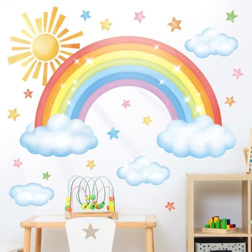 DECOWALL Rainbow Sun Clouds Stars Wall Stickers Decals Nursery (SG3-2314)