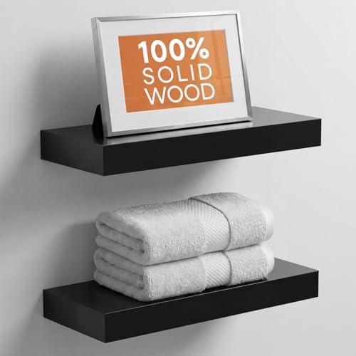 Homeforia 16 Inch Floating Shelves, High-End Solid Pine Wood, Set of 4