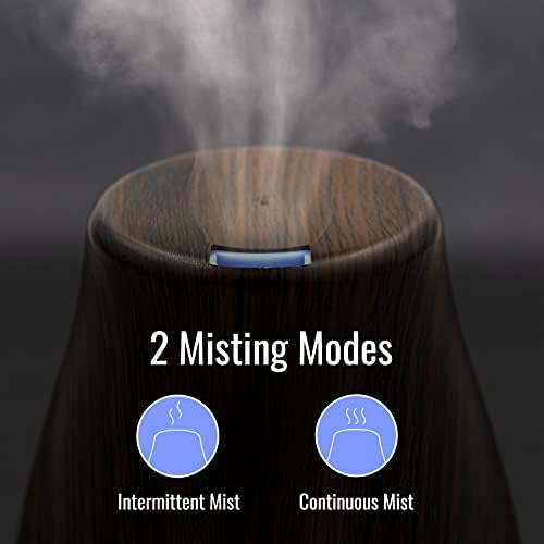 HealthSmart Essential Oil Diffuser, Cool Mist Humidifier and Aromatherapy Diffuser with 150ML Tank Ideal for Small Rooms, Adjustable Timer and Mist Mode, Wood Grain Brown