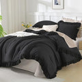Andency Black Ruffle Comforter Twin Size, 2 Pieces Soft Bed Set