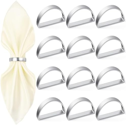 APTWOW Silver Napkin Rings Set of 12, Thanksgiving Christmas Table Decor