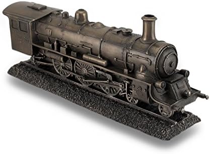 Veronese Design 10.5" Long Steam Locomotive Engine Cold Cast Resin Antique Bronze Finish Steampunk Statue Train Gifts