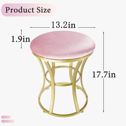Vanity Chair, Small Velvet Vanity Stool & Ottoman Bench for Bathroom, Dorm
