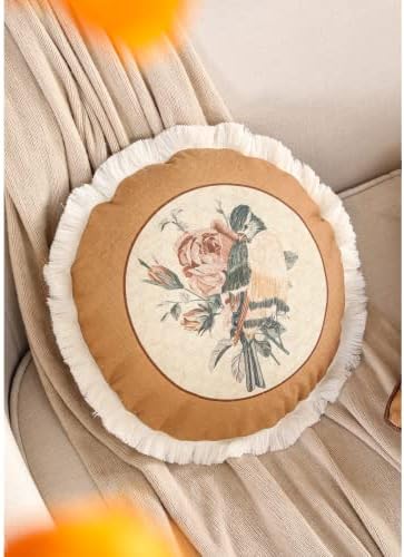 patdrea Designer French Vintage Round Throw Pillow Cover,Diameter 16"