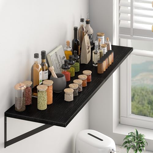 Heimlove 44W x 12D Deep Floating Shelves Set of 2 Black