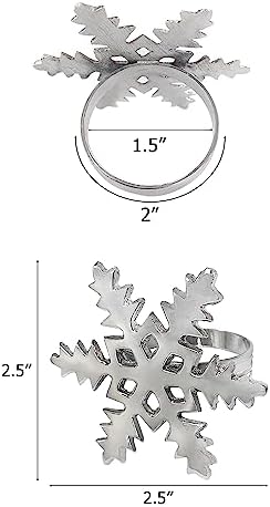 COTTON CRAFT Snowflake Napkin Rings - Set of 8 Silver Christmas Napkin Ring