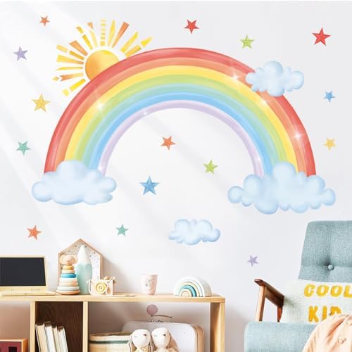 decalmile Rainbow Sun Cloud Star Wall Decals Stickers