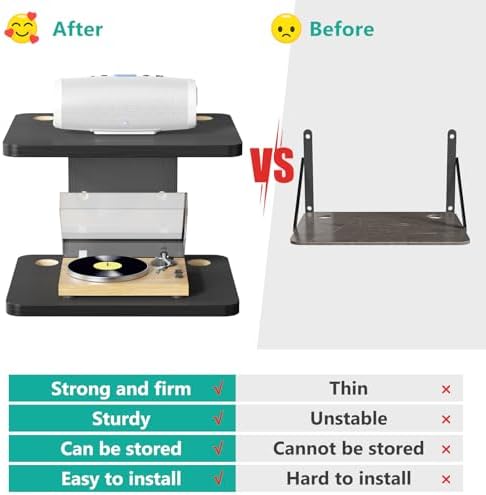 WALI 2 Tier Floating TV Wall Shelf for Projector, DVD Player