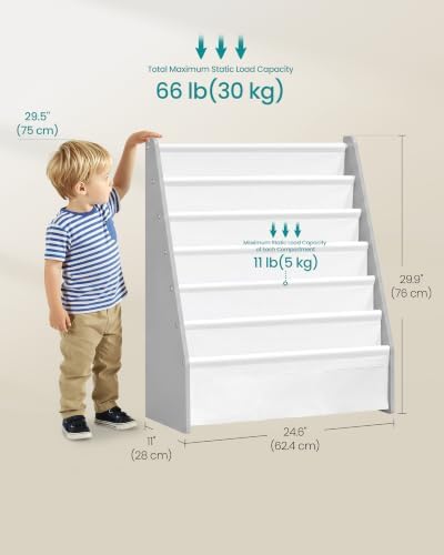 SONGMICS Kids Bookshelf, 6-Tier Toddler Bookcase, Playroom Storage Rack