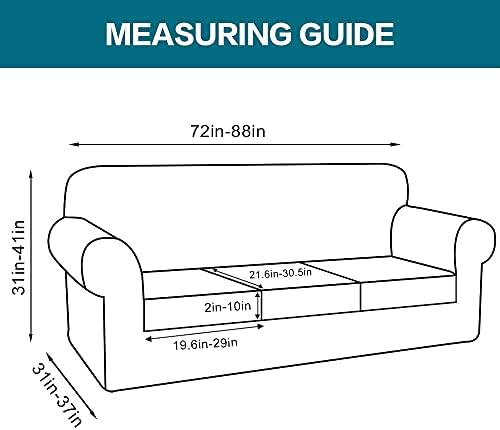 Turquoize 4 Piece Sofa Covers for 3 Cushion Couch Sofa Slipcover Soft Couch Cover for Dogs-Washable Sofa Furniture Covers with 3 Individual Cushion Covers, Feature Jacquard Fabric(Dove)