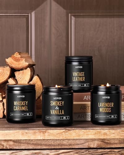 AOOVOO Scented Candles for Men - 4 Pack Candles for Home Scented