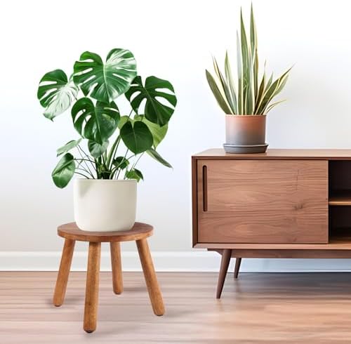 Round Solid Wooden Stool,Plant Stand,Step Stool,Walnut,10" H