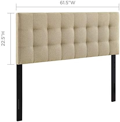 Modway Lily Tufted Linen Fabric Upholstered Queen Headboard in Beige