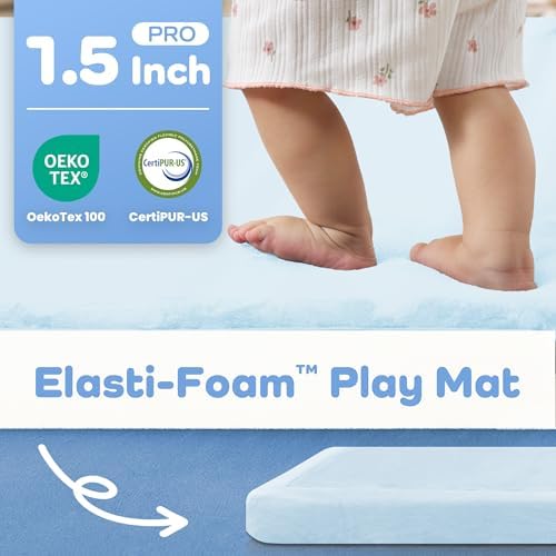 1.5" Thick Baby Play Mat for Floor,59x71 Padded Playpen Mat, Non-Slip