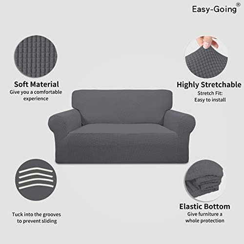 Easy-Going Stretch Loveseat Couch Covers Washable Grey