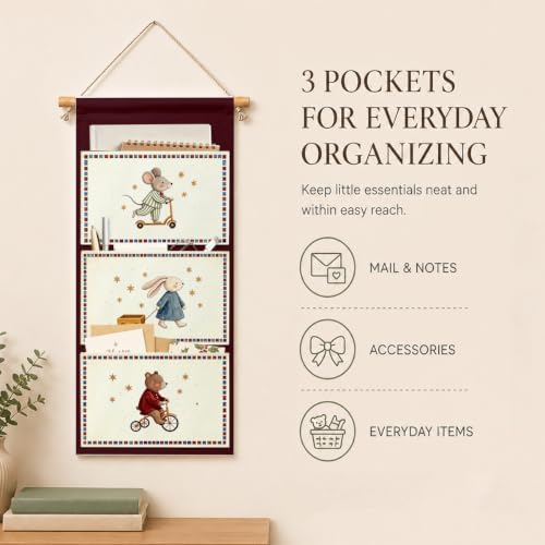 IAXIC Wall Hanging Organizer, Storybook Canvas Pockets for Nursery Room