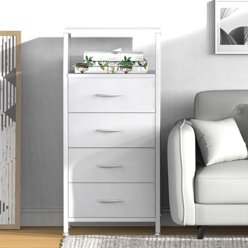 4 Drawers Small Fabric Dresser for Bedroom, Tall Dorm Nightstand