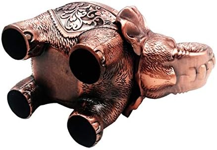 Hourwof Metal Elephant Incense Holder,Vintage Cone Coil Incense Burner with Lid,Ash Catcher,Aromatherapy Ornament Home Office Decor,Red Copper