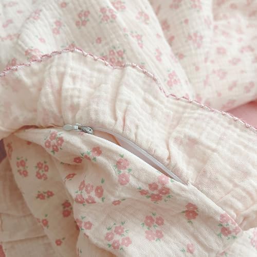 Pink Floral Bedding Ruffles Duvet Cover Full,Galsang Print,No Pillow
