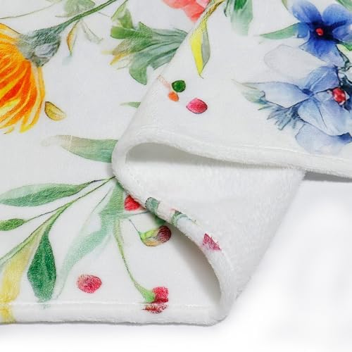 Floral Blanket Vintage Flowers Blankets Butterfly Wildflowers Throw Blanket Soft Cozy Flannel Fleece Throw Blanket Colorful Daisy Plants Bed Blanket for Couch Sofa, 50"×60"