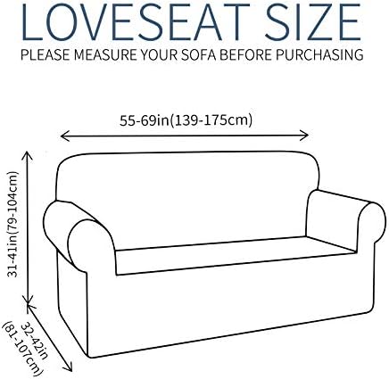 JIVINER High Stretch 1-Piece Jacquard Small Checks Couch Covers for 2 Cushion Couch Anti Slip Love Seat Sofa Covers Loveseat Slipcovers Protector for Kids Pets (Loveseat, Brown)