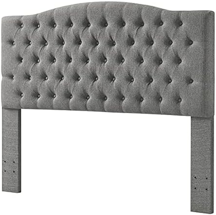 24KF Upholstered Tufted Button Linen Fabric Headboard,Comfortable Fashional Headboard Queen/Full Size,Granite