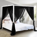 South to East Canopy Bed Curtains for King/Queen Size Bed, Black