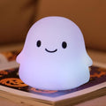 Color Changing Ghost Night Light for Kids, Cute Squishy Silicone Ghost Lamp, 50-Hour Rechargeable Bedside Lamp with Tap Control, Room Decor, Halloween Gifts
