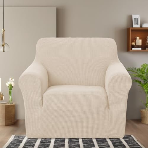 U-NICE HOME Stretch Recliner Chair Cover Armchair Slipcover, Beige