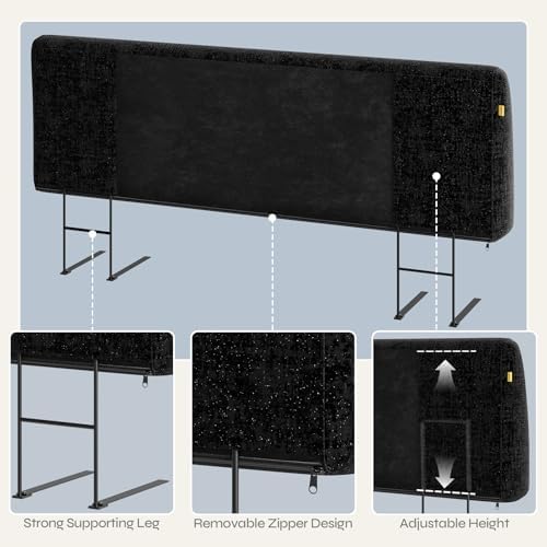 Pinmoco 4.7" Upholstered Headboard for King Size Bed, Height Adjustable and Ergonomic Headboard, Easy Assemble, Sturdy and Durable, Starry Night Black