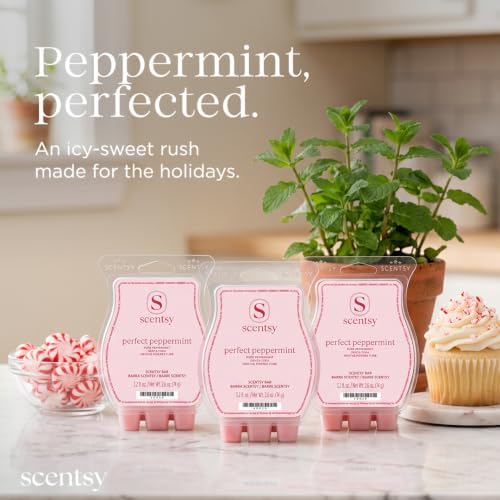 Scentsy Wax Melts, Perfect Peppermint 3 Bar Set, Paraffin Wax, 7.8 oz
