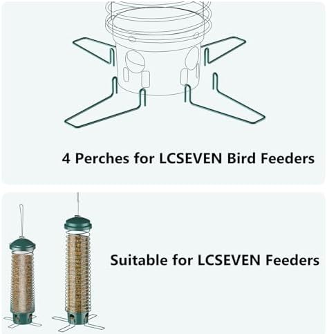 LCSEVEN Metal Feeding Ports Stands for Bird Feeder 4-Pack, Standing Perches for Feeders, Compatible With LCSEVEN Feeders
