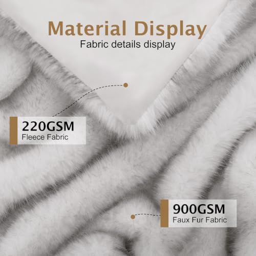 Touchat Luxury Faux Fur Queen Blanket, Grey, 80''x80''
