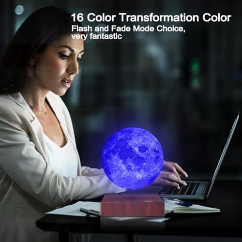 Moon Lamp 3D Printing Magnetic Levitating Moon Light Lamps for Home、Office Decor, Creative Gift-6 Inch,Has 16 Colors 20 Modes