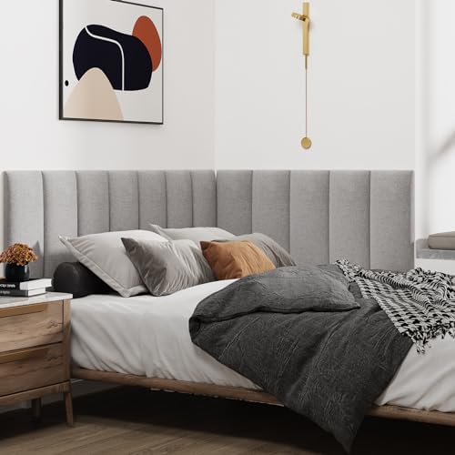IFNOW Wall Mounted Headboard, Peel and Stick Panels, Medium Gray, Queen