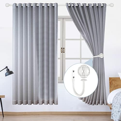 KAMANINA Decorative Curtain Drapery Holdbacks, Wall Mounted, 2 Pack White