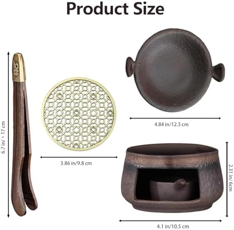 Ceramic Incense Burner Kit, Zen Incense Holder with Candle Clip,Mat & Heat Resistant Brick, Ceramic Aromatherapy,Stove Essential Oil Burner, Suitable for Home and Office Use.
