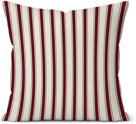 Burgundy Navy Stripe Decor Pillow Cover 18x18