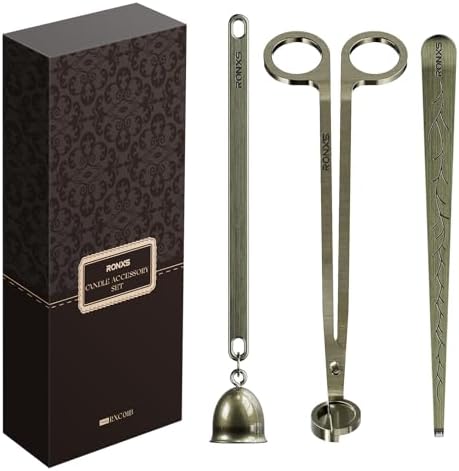 RONXS 3 in 1 Candle Wick Trimmer Set, Snuffer, Dipper, Cutter, Bronze