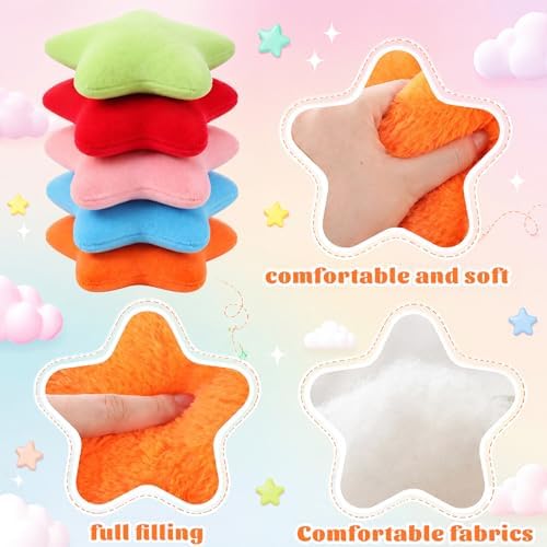Soaoo 5 Pcs Star Fluffy Pillow Star Shape Pillow, Rainbow Mix