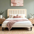 Garvee Twin Size Bed Frame with LED Lights & Upholstered Headboard