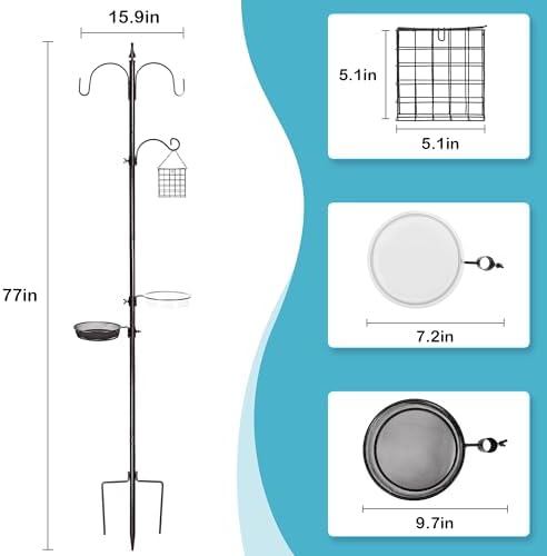 YINGYM Bird Feeder Stand Pole, 77 Inch Bird Feeding Station for Outside