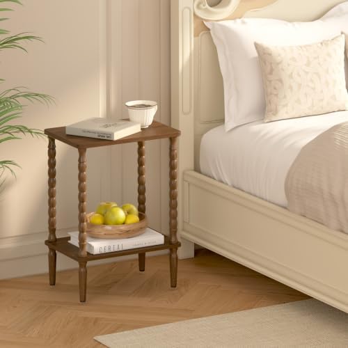 TUTOTAK Small End Table with Solid Wood Legs, Side Table, Nightstand