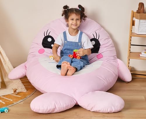 Hobestluk Bean Bag Chair Floor Bean Bag for Kids Playroom Living Room Pink